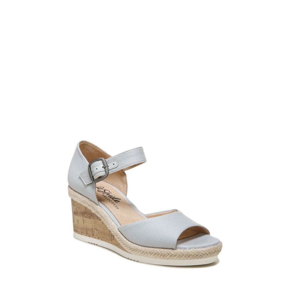 LIFE STRIDE VELOCITY Womens Light Blue Go For It Peep Toe Wedge Sandals 9.5 M